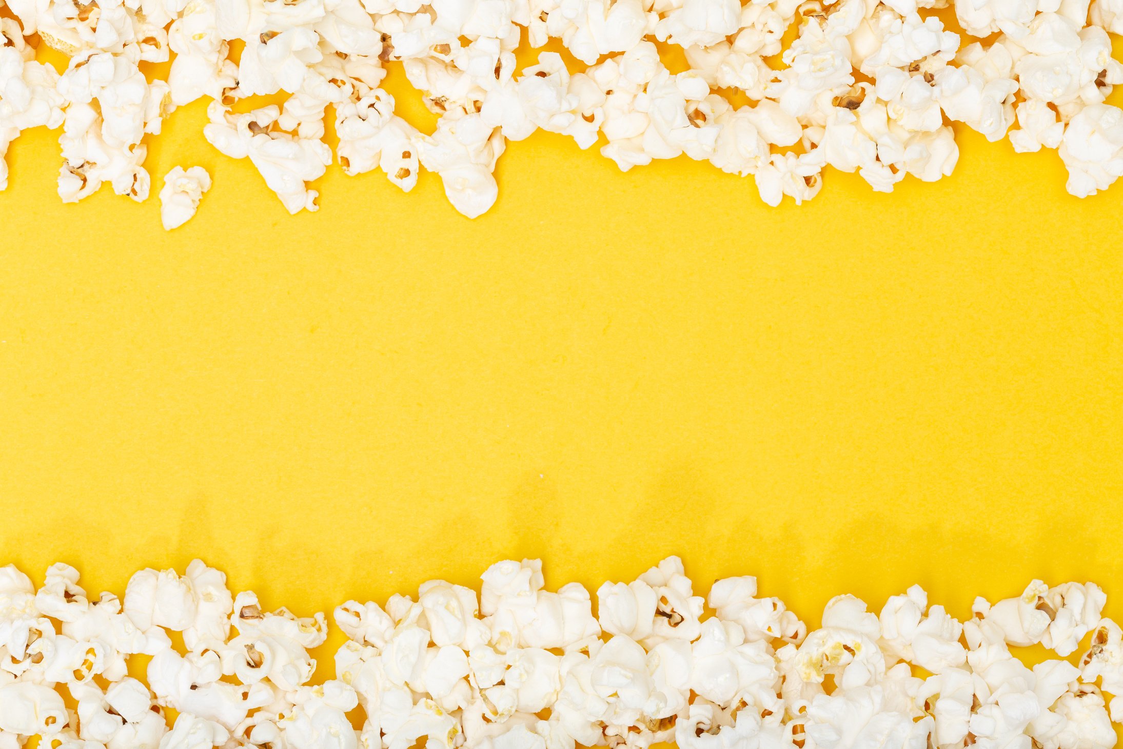 Popcorn on yellow background